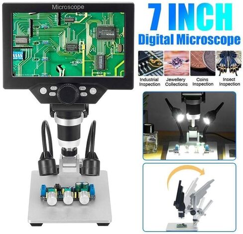 مجموعة المجهر G1200 1200X مجهر للفيديو 7 بوصة LCD 12MP أداة المكبر شرائح المجهر البصري in Kuwait
