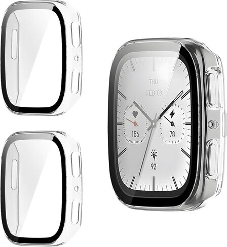 2 Pack for Amazfit Active 2 Square Screen Protector Case [Full Coverage], Hard PC Bumper All-Around Protective Accessories for Amazfit Active 2 Square Built-in Tempered Glass Film in Saudi Arabia