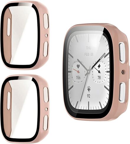 2 Pack for Amazfit Active 2 Square Screen Protector Case [Full Coverage], Hard PC Bumper All-Around Protective Accessories for Amazfit Active 2 Square Built-in Tempered Glass Film in Saudi Arabia