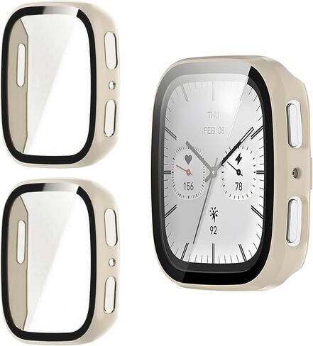 2 Pack for Amazfit Active 2 Square Screen Protector Case [Full Coverage], Hard PC Bumper All-Around Protective Accessories for Amazfit Active 2 Square Built-in Tempered Glass Film in Saudi Arabia