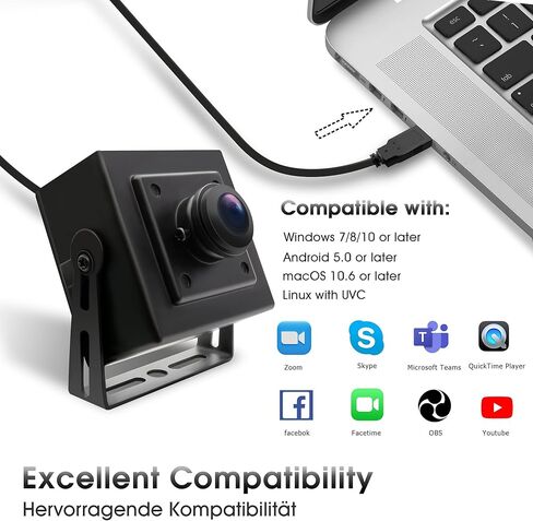 كاميرا USB بدقة 1080 بكسل مع عدسة عين السمكة، زاوية واسعة 180 درجة، معدل إطار مرتفع 100 إطارًا في الثانية/60 إطارًا في الثانية/30 إطارًا في الثانية، لرؤية الآلة، النقش بالليزر، توصيل كاميرا ويب صغيرة وتشغيلها لنظام التشغيل Windows/Mac/Linux/Android in Kuwait