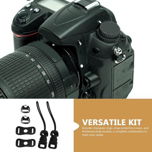 Camera Strap Connectors and Triangle Split Rings Replacement Set with Leather Protector Covers and Thick Buckles for Dslr and Mirrorless Cameras Travel Portable Lanyard Attachments in Kuwait