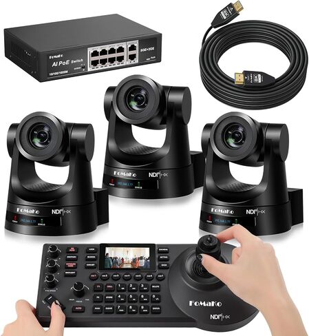 FoMaKo NDI PTZ Camera,30X Optical Zoom, AI Auto-Tracking Gen 3, for Corporte Traning,Online Education and Profession Traning Live Streaming,Full Setup Bundle(KN30AX3+KC608 Pro+P1000+FMKH107) in Kuwait