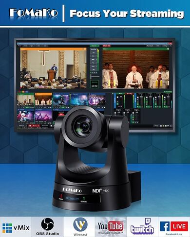 FoMaKo NDI PTZ Camera,30X Optical Zoom, AI Auto-Tracking Gen 3, for Corporte Traning,Online Education and Profession Traning Live Streaming,Full Setup Bundle(KN30AX3+KC608 Pro+P1000+FMKH107) in Kuwait