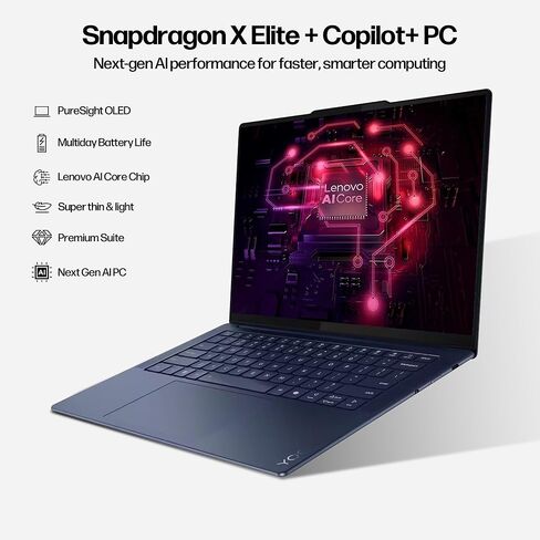 Lenovo Yoga Slim 7X 3K OLED Touchscreen Laptop, 14.5" 1000 nits Display, Snapdragon X Elite 12-Core NPU Copilot+ PC, 16GB RAM, 1TB SSD + 500GB Portable Drive, WiFi 7, Backlit, Stylus Pen, Win 11 Pro in Saudi Arabia