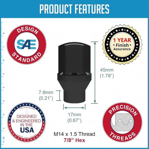إكسسوارات العجلات الأجزاء 32 PCS M14x1.5 14x1.5 Thread ET OEM مصنع المصنع المصوّرات 1.77 "Chrome Long 7/8" in Saudi Arabia