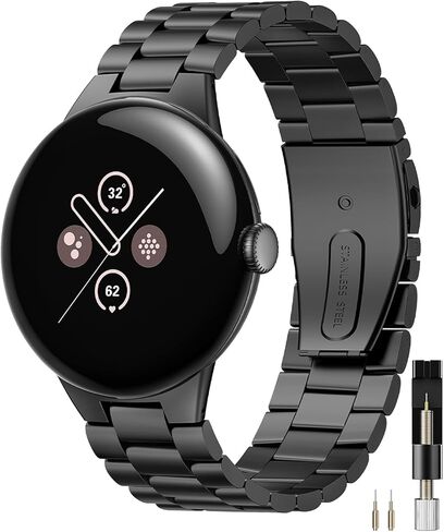سوار معدني Miimall متوافق مع ساعة Google Pixel 4(2025)/3 45 مم 41 مم، بدون فجوة، حزام معصم قابل للتعديل للرجال من الفولاذ المقاوم للصدأ لساعة Pixel 4/3/2/1 in Kuwait