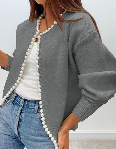 Kedera Womens Casual Cardigan Sweater Elegant Long Sleeve Oversized Pullover Knit Sweater with Pearls in Saudi Arabia