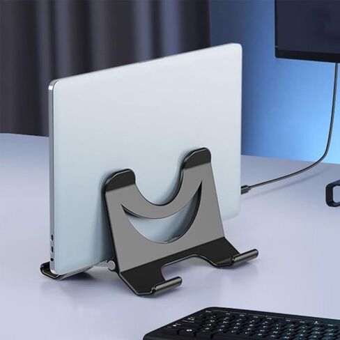 ULTECHNOVO Vertical Laptop Stand for Desk, Portable Notebook Holder with Cooling Ventilation, Black Compact Riser Suitable for Home Office and Travel Use in Kuwait