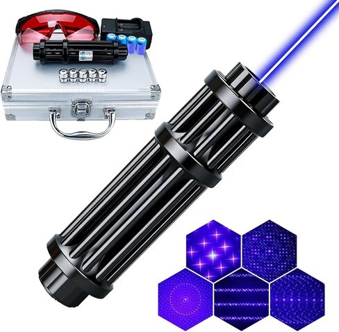 High Power Blue Rechargeable LED Outdoor Flashlight, 6 Light Modes, Zoomable and Waterproof, Perfect for Camping, Hiking, and Fishing (Battery) in Kuwait