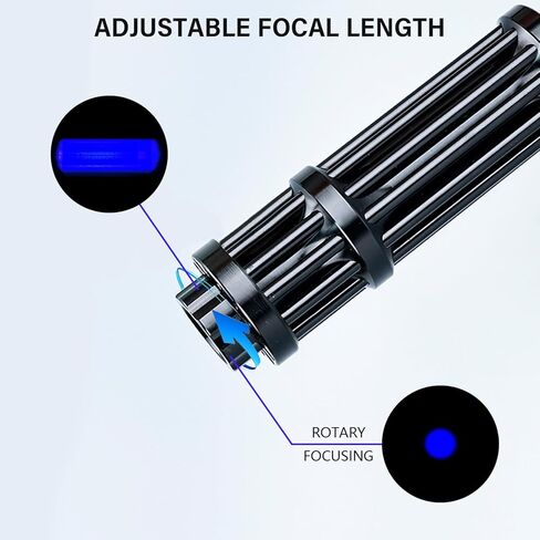 High Power Blue Rechargeable LED Outdoor Flashlight, 6 Light Modes, Zoomable and Waterproof, Perfect for Camping, Hiking, and Fishing (Battery) in Kuwait