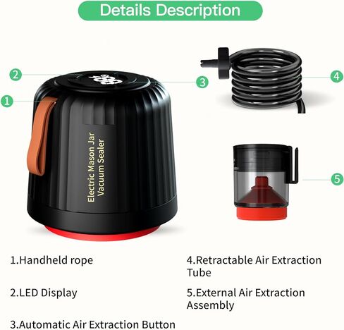 YEIO Mason Jar Sealer and Accessory Hose Compatible with FoodSaver Vacuum, a Manual Portable Pump Can Opener, Kit for Ball Regular & Wide-Mouth, kitchen Tools, White in Saudi Arabia