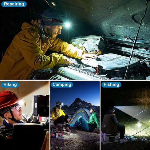 Kmivo 2-Pack Rechargeable LED Headlamps - 99,000 High Lumens Super Bright Head Light with 3 Modes, 90° Adjustable Tilt, IPX6 Waterproof for Camping, Hiking, Running & Outdoors in Kuwait