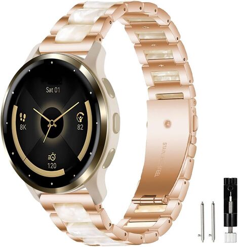 متوافق مع Garmin Venu 4 45mm/Venu 3/Venu 2/Vivoactive 4 Band، حزام معصم بديل من الفولاذ المقاوم للصدأ من الراتنج سريع التحرير 22 مم لـ Forerunner 570-47mm/Forerunner 265/255 in Kuwait