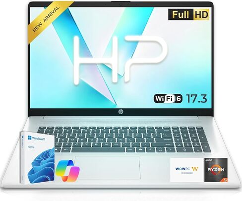 كمبيوتر محمول HP Ultrabook مقاس 17.3 بوصة بدقة FHD • AMD Ryzen 5 7430U (Beat i7) • ذاكرة وصول عشوائي (RAM) سعة 8 جيجابايت • محرك أقراص SSD سعة 256 جيجابايت • إصدار 2026 • Copilot AI • Wi-Fi 6 • Windows 11 • Office 365 • شاشة كبيرة للمنزل • المكتب والدراسة in Kuwait