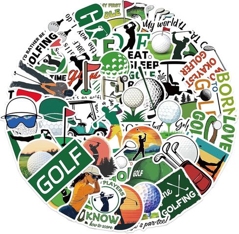 Golf Stickers for Laptops, WLJIAO Cool Golf Waterproof Vinyl Decal for Kids Teens Boys, 50Pcs Love Sports Ball Decorative Computer Notebook Guitar Skateboard Scrapbook Sticker in Kuwait