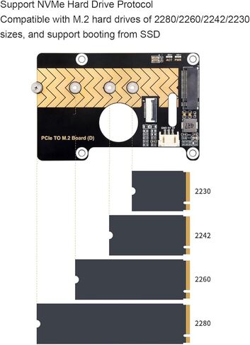 محول PCIe إلى M.2، بطاقة توسيع عالية السرعة بسرعة 8 جيجابت في الثانية، دعم NVMe SSD متعدد الأحجام، مؤشر حالة LED، لمشاريع SBC DIY in Kuwait