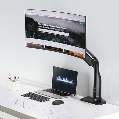 Monitor Arm Single Monitor Stand Arm Gas Spring Monitor Desk Mount Stand with Dual USB Ports Heavy Monitor Mount for 17"-49" Screen, Hold Up to 39.6lbs Monitor Mount Arm in Kuwait