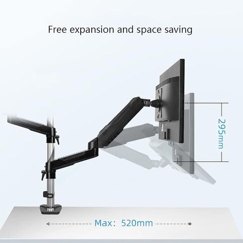 Monitor Stand and Laptop Mount 2-in-1 Dual Arm Mounts Adjustable Dual Arm Mounts Column Type Dual Monitor Mount Arm, VESA Mount 75/100mm with Clamp, A-Column 40CM in Kuwait