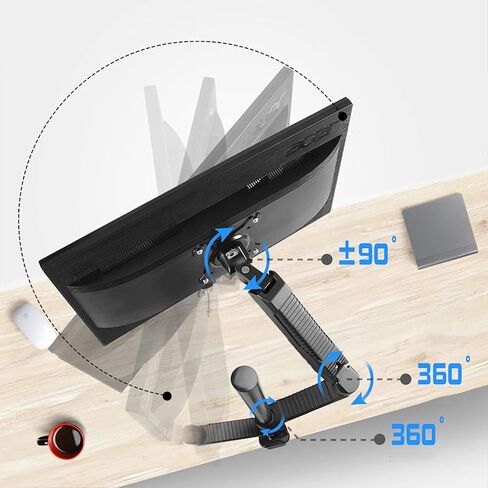 Monitor Stand and Laptop Mount 2-in-1 Dual Arm Mounts Adjustable Dual Arm Mounts Column Type Dual Monitor Mount Arm, VESA Mount 75/100mm with Clamp, A-Column 40CM in Kuwait