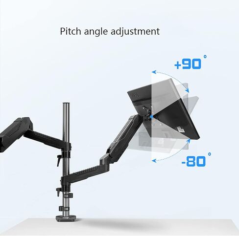 Monitor Stand and Laptop Mount 2-in-1 Dual Arm Mounts Adjustable Dual Arm Mounts Column Type Dual Monitor Mount Arm, VESA Mount 75/100mm with Clamp, A-Column 40CM in Kuwait