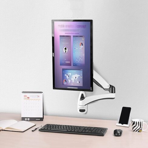 Monitor Mount, Long Arm Surveillance Stand, Mechanical Spring Single Monitor Stand Mount, 12-27 Inch Wall Mount Monitor Standarm, Holds 7.7 to 16.5 lbs Monitor Desk Mount, Black-Two arm in Saudi Arabia