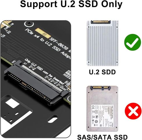 بطاقة محول PCIe 4.0 x4 إلى U.2 NVMe SSD، محول مضيف PCIe 3.0/4.0 لمحركات أقراص SSD مقاس 2.5 بوصة U.2 SFF-8639، نظام تشغيل مستقل، لا يتطلب برامج تشغيل، حامل كامل الارتفاع متضمن in Kuwait