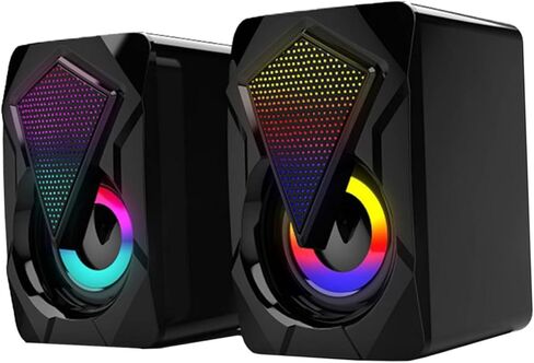 OSALADI USB Computer Speakers High Volume Wired Compact Desktop Sound Box for Office Home Gaming with RGB Lighting, 1 Pair USB-Powered Loudspeakers for PC Laptop Use Assorted Assorted in Kuwait
