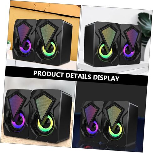 OSALADI USB Computer Speakers High Volume Wired Compact Desktop Sound Box for Office Home Gaming with RGB Lighting, 1 Pair USB-Powered Loudspeakers for PC Laptop Use Assorted Assorted in Kuwait