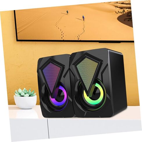 OSALADI USB Computer Speakers High Volume Wired Compact Desktop Sound Box for Office Home Gaming with RGB Lighting, 1 Pair USB-Powered Loudspeakers for PC Laptop Use Assorted Assorted in Kuwait