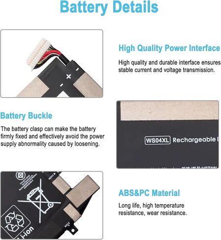 WS04XL L97357-005 Laptop Battery for HP Spectre X360 Convertible 13.5" 2-in-1 (2021) (2022) 14-ea2000 14-ef2000 14t-ef000 14t-ea000 Series WS04066XL WSO4XL L97352-2D1 HSTNN-DB9Z 66.52Wh 8210mAh in Kuwait