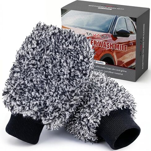 New Car Wash Mitt by TAKAVU, 2 Pack Premium Cyclone Microfiber Washing Gloves, Holds Tons of Sudsy Water for Effective Washing, Machine Washable, Lint Free, Scratch Free in Saudi Arabia