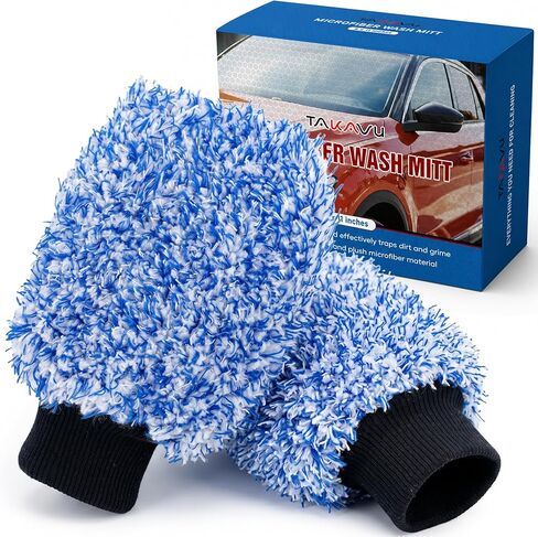 New Car Wash Mitt by TAKAVU, 2 Pack Premium Cyclone Microfiber Washing Gloves, Holds Tons of Sudsy Water for Effective Washing, Machine Washable, Lint Free, Scratch Free in Kuwait