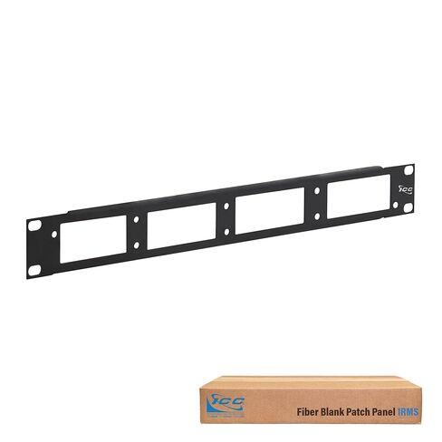 ICC 1 RMS Fiber Optic Blank Patch Panel, 4 Slot Staggered Push-Pin Design Adapter Panels & MPO Cassettes, 19" Rack Mount, Black, ICFORPP1RH in Kuwait