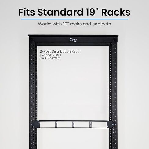 ICC 1 RMS Fiber Optic Blank Patch Panel, 4 Slot Staggered Push-Pin Design Adapter Panels & MPO Cassettes, 19" Rack Mount, Black, ICFORPP1RH in Kuwait