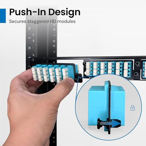 ICC 1 RMS Fiber Optic Blank Patch Panel, 4 Slot Staggered Push-Pin Design Adapter Panels & MPO Cassettes, 19" Rack Mount, Black, ICFORPP1RH in Kuwait