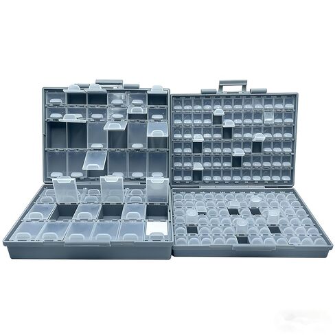 1 Unit AideTek BOXALL48 and 1 Unit BOXALL144 Compartments Enclosure SMD SMT Parts Organizer Surface Mount Box Labels in Kuwait