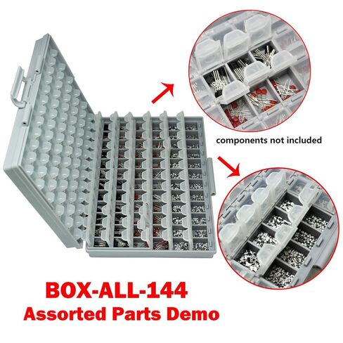 1 Unit AideTek BOXALL48 and 1 Unit BOXALL144 Compartments Enclosure SMD SMT Parts Organizer Surface Mount Box Labels in Kuwait