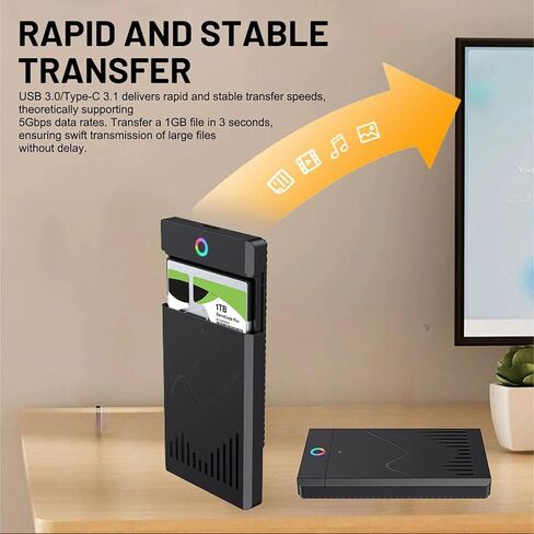 غطاء منزلق SATA SSD HDD مقاس 2.5 بوصة مع واجهة USB 3.1 Type-C بسرعة 5 جيجابت في الثانية، تصميم ضوء RGB لأجهزة الكمبيوتر المحمولة في الولايات المتحدة in Kuwait