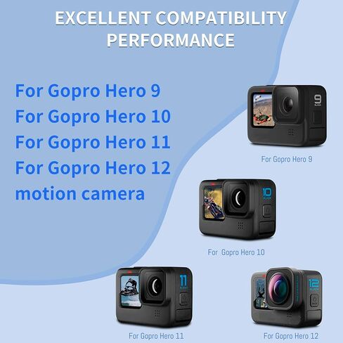 2000mAh Battery Charger Kits for Hero 12 11 10 9 Black, 3-Pack Replacement Batteries and Triple Charge Case with Type-C Charging Cord for Go Pro 12 11 10 9 Batteries Accessories in Kuwait