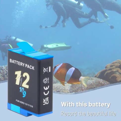 2000mAh Battery Charger Kits for Hero 12 11 10 9 Black, 3-Pack Replacement Batteries and Triple Charge Case with Type-C Charging Cord for Go Pro 12 11 10 9 Batteries Accessories in Kuwait