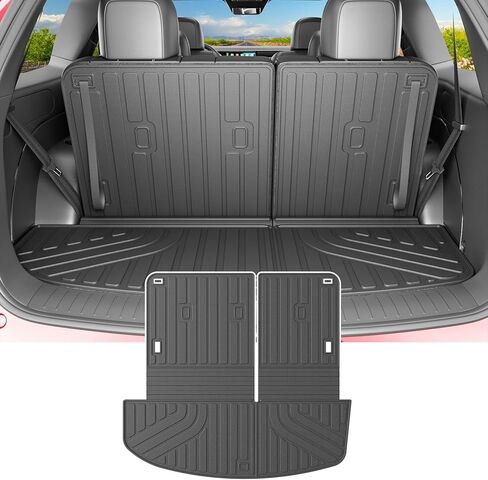 powoq Fit 2020-2023 Hyundai Palisade Cargo Liner Backrest Mat TPE خلف الصف الثالث واقي المقعد الخلفي لـ 2020 2021 2022 2023 Hyundai Palisade Accessories (حصيرة صندوق السيارة الخلفي مع حصيرة مسند الظهر) in Kuwait