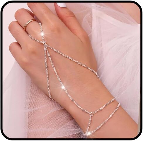 Vintage Finger Ring Bracelets Layered Hand Chain Hand Harness Slave Bracelet for Women and Girls in Saudi Arabia