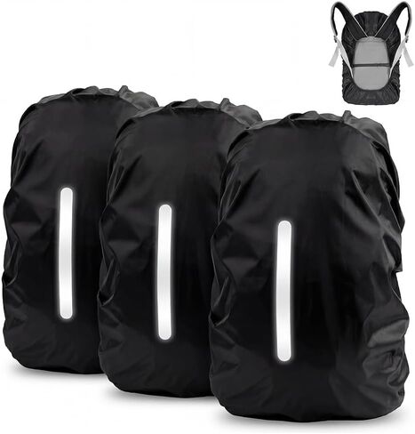 3 Pcs Waterproof Backpack Rain Cover, 30L-40L Reflective Rainproof Protector Outdoor Pack Covers Anti-Slip Buckle Strap for Hiking Camping Cycling in Kuwait