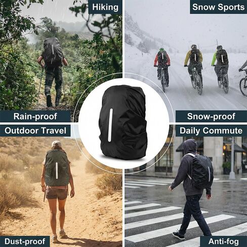 3 Pcs Waterproof Backpack Rain Cover, 30L-40L Reflective Rainproof Protector Outdoor Pack Covers Anti-Slip Buckle Strap for Hiking Camping Cycling in Kuwait