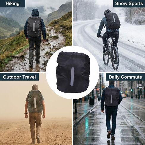 3 Pcs Waterproof Backpack Rain Cover, 30L-40L Reflective Rainproof Protector Outdoor Pack Covers Anti-Slip Buckle Strap for Hiking Camping Cycling in Kuwait