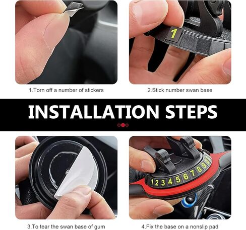 Car Anti-slip Mat Phone Holder, Multi-functional Center Console Storage Mat with Temporary Parking Numbers, 360 Degrees Rotatable Phone Holder, for Phones, Sunglasses, Keys (Black & Red) in Kuwait