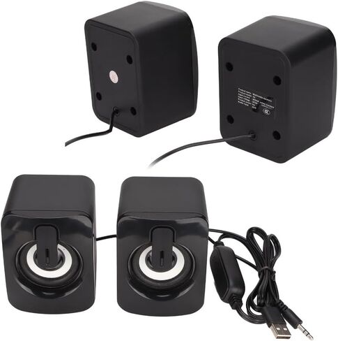1 Pair A2 Mini ABS Computer Speaker Stereo Sound Wired Less Distortion Clear Bass USB Powered Gaming Speaker Laptop Desktop Use in Kuwait