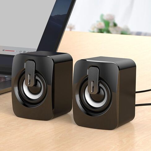 1 Pair A2 Mini ABS Computer Speaker Stereo Sound Wired Less Distortion Clear Bass USB Powered Gaming Speaker Laptop Desktop Use in Kuwait