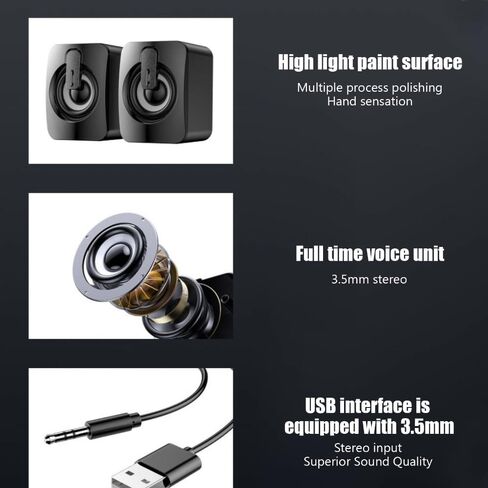 1 Pair A2 Mini ABS Computer Speaker Stereo Sound Wired Less Distortion Clear Bass USB Powered Gaming Speaker Laptop Desktop Use in Kuwait